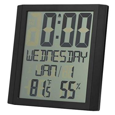 Imagem de LiebeWH Grande Higrômetro de Relógio de Parede Eletrônico Digital LCD, Termômetro Interno Medidor de Temperatura e Umidade Com Modo Soneca, Detecção Em Tempo Real e Fácil de Ler, e Calendário para
