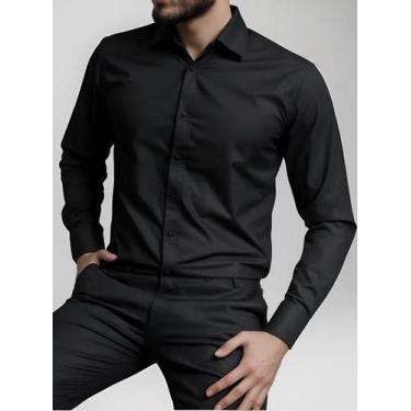 Imagem de Camisa Social Masculina Manga Longa Slim - Fix Modas, Verde, P