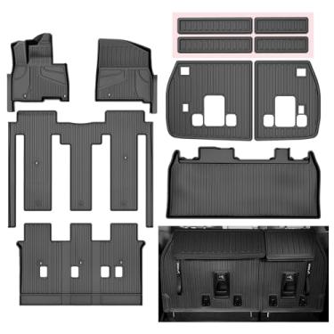 Imagem de Tapetes de chão adequados para Kia Carnival Hybrid 2025 2026 8 assentos (não para combustível) - Conjunto completo de acessórios de carnaval TPE para todos os climas (tapetes + forro de carga + tapete