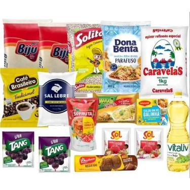 Imagem de Cesta Básica de Alimentos Essenciais Completa 16 Itens - Gold Cestas