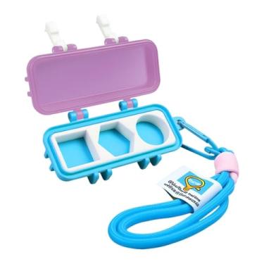 Imagem de Baoblaze Porta-giz para taco de bilhar, multifuncional e portátil, com três compartimentos, caixa de armazenamento profissional, Azul