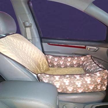 Imagem de Cama Pet 2 em 1 com Capa Protetora para Banco Traseiro – Pequeno, Estampado e Impermeável Toddy (Avelã)