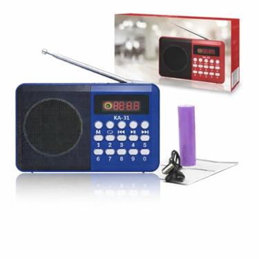 Imagem de Rádio Retrô Portátil Bluetooth 5.0 FM Digital, Recarregável 800mAh, Display LED, 3W, USB, Cartão de Memória, P2, Disponível em Azul Vermelho Preto