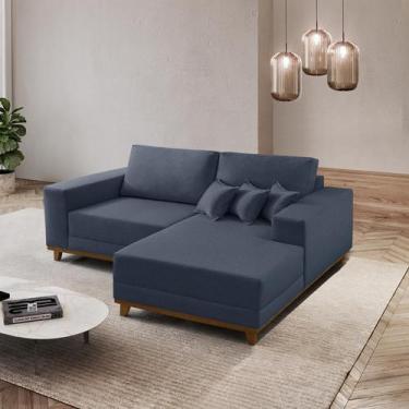 Imagem de Sofá Cronos 185cm Chaise Lado Direito Meu Sofá Online, A259 LINHO AZUL