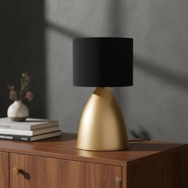 Imagem de Abajur luminaria de Mesa Clássico Elegante Bojudo Dourado Com Cúpula D