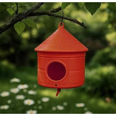 Imagem de Casinha Ninho Para Passarinho Com Poleiro P/Pássaro Jardim Laranja