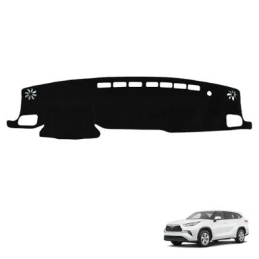 Imagem de AceRide Capa de painel compatível com Toyota Highlander 2020 2021 2022 2023 2024 2025 acessórios capa de painel de flanela tapete de painel