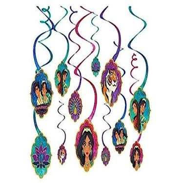 Imagem de Amscan 672383 vDisney Aladdin Multicolor Spiral Party Decorations, 12 Ct. 12,7 cm tamanho nico