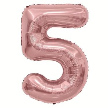 Imagem de 1 balão numérico metálico rosa de 81 cm - folha de alumínio reutilizável, celebrações de aniversário e aniversário, decoração de festa festiva essencial, balões temáticos, balões decorativos