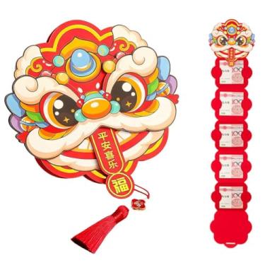 Imagem de Envelope vermelho dobrável de ano novo, envelope vermelho de pressão tridimensional da maré nacional para o festival da primavera, lindo suporte de cartão de presente surpresa de Natal para