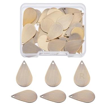 Imagem de SUPERFINDINGS 32 peças pingentes em forma de gota de latão em branco com 0,8 mm de espessura, etiquetas de carimbo, bronze antigo, vintage, pingentes, pingentes, gravação, em branco, para gravação