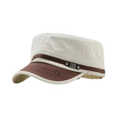 Imagem de Boné Vintage Unissex De Algodão Estilo Militar Casual Com Aba Plana Pa