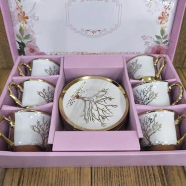 Imagem de Xícara de café kit com 12 peças de Cerâmica em porcelana1(160ml Branco ks210)