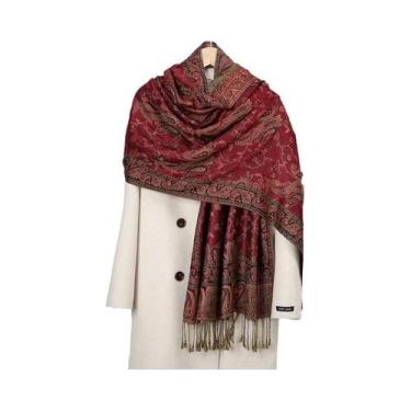 Imagem de Lenço Hijab Retro De Tamanho Grande Para Mulheres Com Estampa Paisley 