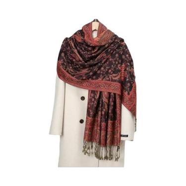 Imagem de Lenço Hijab Retro De Tamanho Grande Para Mulheres Com Estampa Paisley 