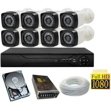 Imagem de Kit 8 Cameras Segurança 1080 Full Hd 2 Mp Dvr 8 Canais Multi Hd 8ch Al