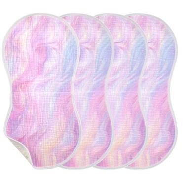 Imagem de Wassud Pacote com 4 panos abstratos de musselina fumê, babadores de algodão, toalhas de rosto absorventes e macios para arrotos para meninos e meninas recém-nascidos