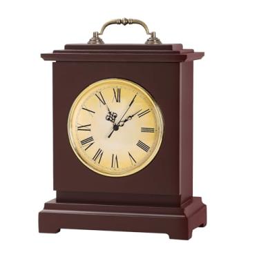 Imagem de Shinoske Relógio de madeira com cofre oculto, compartimento secreto para dinheiro, joias, anéis, relógios, relógio de mesa vintage operado a bateria para sala de estar, decoração de casa, mogno