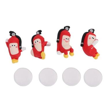 Imagem de AYNEFY Mini Estátua de Bombeiro Mini Estátua de Extintor de Incêndio 4 Peças Estatuetas de Mesa de Resina Estátuas de Desenhos Animados Esculturas Decorativas Cabem Em Telas de Computador, Estantes