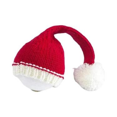 Imagem de Chapéu De Natal Para Bebê Recém-Nascido Em Lã De Tricô Vermelho Acessó
