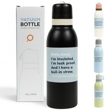 Imagem de Garrafa Térmica Inox 800ml / 550ml – Mantém Gelado 24h e Quente 12h, Aço Inox 304, Livre de BPA, Alta Performance para Academia, Trabalho e Viagem (Preto, 800ml)