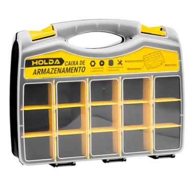 Imagem de Caixa Organizadora de Ferramentas 37cm com Compartimentos Removíveis, Trava Reforçada e Alça Ergonômica – Multiuso para Peças e Acessórios