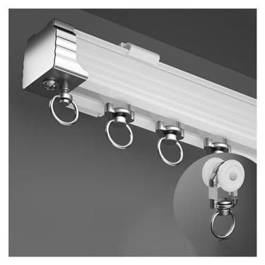 Imagem de Trilhos de cortina de alumínio, trilhos duplos de cortina, trilhos de cortina resistentes, dois métodos de instalação (suporte no teto ou na parede), para sala de estar, quarto, divisória de quarto