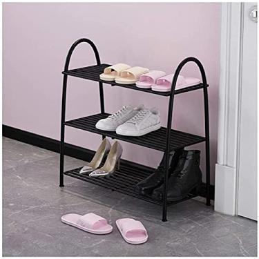 Imagem de Prateleira de sapatos, sapateira de 2/3 camadas, sapateira, organizador de armazenamento, suporte para economia de espaço, corredor de entrada, prateleira de sapatos (cor: dourado tamanho: 2 níveis