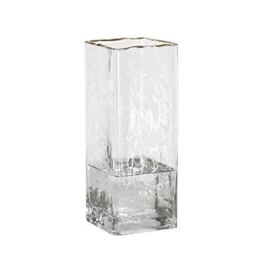 Imagem de Vaso de decoração de casa leve luxuoso Phnom Penh vaso de vidro mobiliário doméstico sala de estar arranjo de flores translúcido decoração boca quadrada aparelho de flores vaso de flores (tamanho: A