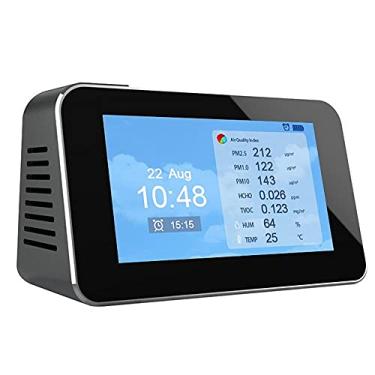 Imagem de Monitor testador de qualidade do ar, teste preciso de formaldeído HCHO TVOC PM2.5 temperatura de umidade de CO2, gravação em tempo real, nível PPM de dióxido de carbono CO2