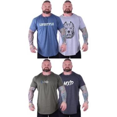 Imagem de Kit 4 Camiseta Longline Plus Size Masculina MXD Conceito Estampado Academia Casual Treino-Masculino