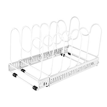 Imagem de U5GAAALPPQ9 Escorredor de pratos de aço inoxidável com comprimento ajustável, suporte de utensílios para organizador de cozinha, espaço de armazenamento, conforme mostrado, branco