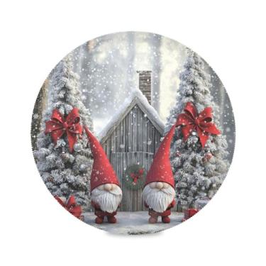 Imagem de STAYTOP Jogo americano redondo com gnomos de Natal fofos, 4 peças, tapetes de mesa antiderrapantes fáceis de limpar para decoração de mesa de festa e churrasco