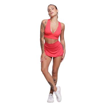 Imagem de Conjunto Fitness Feminino Vekyo – Top com Bojo + Short Saia para Academia e Treino-Feminino
