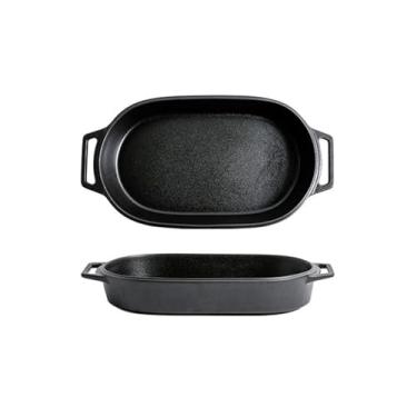 Imagem de VHDY85KA Caçarola de forno prato especial orelha dupla cerâmica assadeira queijo assado arroz prato criativo comercial microondas assadeira para cozinhar (27 cm)