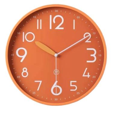 Imagem de Relógio de parede simples decorativo para sala de estar em casa, silencioso e luxuoso, sem necessidade de perfuração, adequado para estudo, quarto para escritório (laranja, grande)