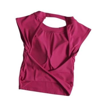 Imagem de Camiseta Esportiva Feminina Sexy Sem Costas, Secagem Rápida, Modelador