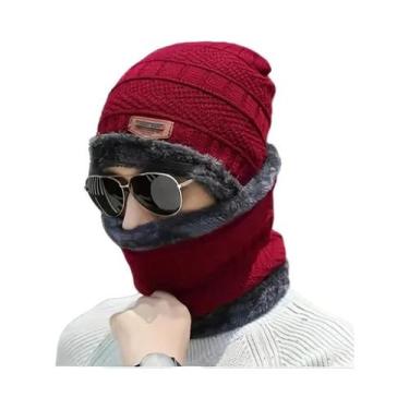 Imagem de Conjunto De Gorro E Cachecol De Inverno, Tecido Grosso, À Prova De Ven