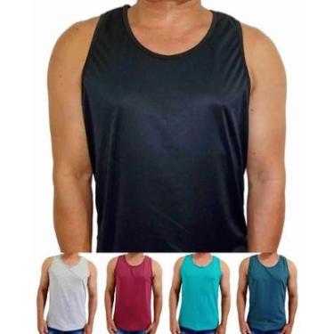 Imagem de Kit Com 5 Camisetas Regatas Masculina Básica 100% Poliéster Lisa-Masculino