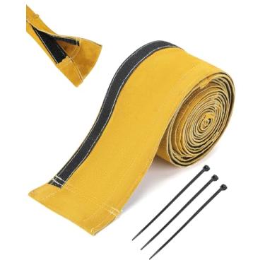 Imagem de Holulo Capa de cabo de tocha de soldagem TIG, capa de couro resistente a chamas, protetor de cabo de soldagem ajustável para MIG e plasma, 3 m
