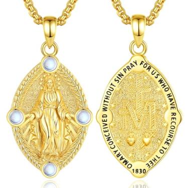 Imagem de EUDORA Colar de prata esterlina 925 São Cristóvão/São Bento/São Miguel/Virgem Maria/San Judas Tadeo/Cruz de Bom Pastor/Arcanjo Colar Medalha Pingente de Proteção Amuleto Religioso Joias para Homens e