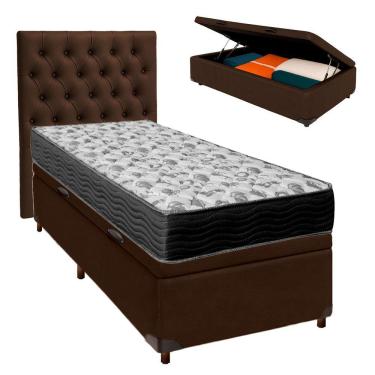 Imagem de Kit Cama Box Bau + Cabeceira + Colchão Solteiro D33 - Iso100 - Ortobom