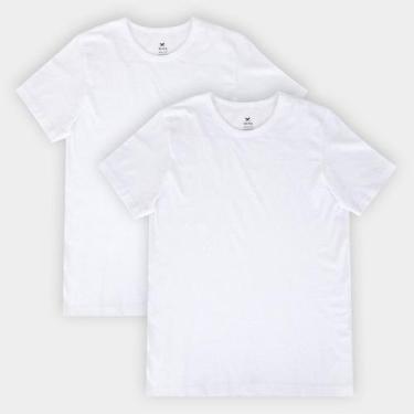 Imagem de Kit Camisetas Hering Slim Básicas 2 Peças Masculino, Branco, GG