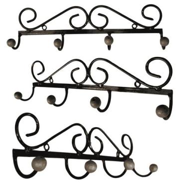 Imagem de Cabide de Ferro Artesanal 4 Ganchos e Parafusos e Buchas - Genérica