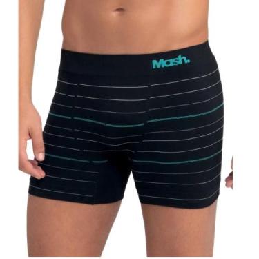 Imagem de Cueca Boxer Mash Microfibra Sem Costura Listrada Adulto 710.22, Preto,