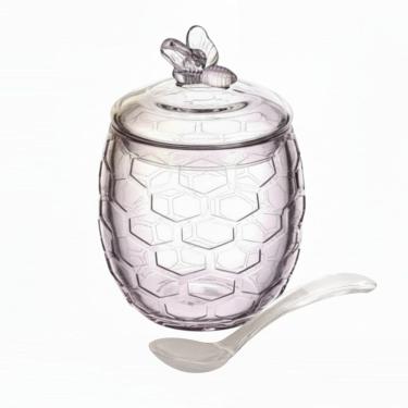 Imagem de Açucareiro de Vidro Furta-cor C/Colher Plástica Bee (Abelha) 12,5x8,5cm Haüskraft