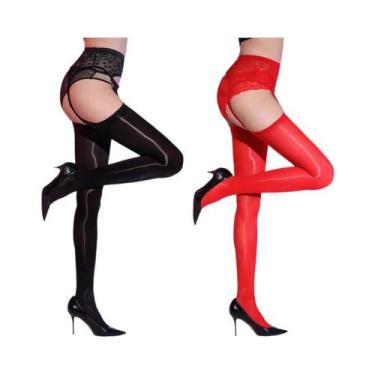 Imagem de Meias Altas Brilhantes Para Mulheres, Meias Com Renda Kave, Meias Tran