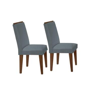 Imagem de Cadeira Sala De Jantar Lunara Madeira Kit 2 Un Capuccino-veludo Grafite - Rufato