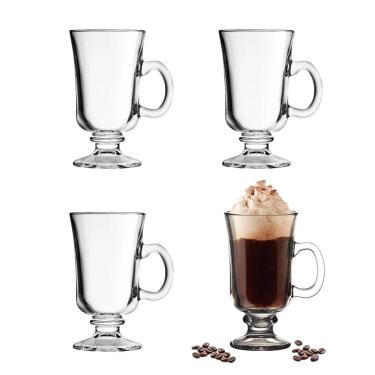 Imagem de Jogo 4 Xícara Para Cappuccino E Café Caneca Irish Irlandesa Vidro Transparente 114ml Ha...