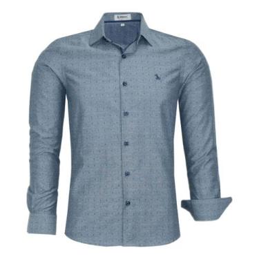 Imagem de Camisa Social Amil Masculina Slim Manga Longa Pigmentada Passa Fácil 1